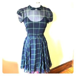 Ralph Lauren Polo dress in plaid silk chiffon